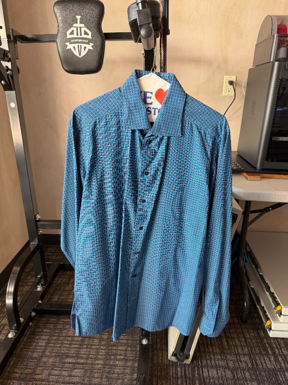 Eton Men’s Contemporary Fit Blue Check Fine Twill Dress Shirt 42 / 16½